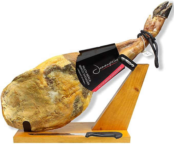 Iberico Ham (shoulder) Grass-fed Bone in from Spain - Jamon Iberico Pata Negra with Mediterranean Sea Salt - Gluten Free