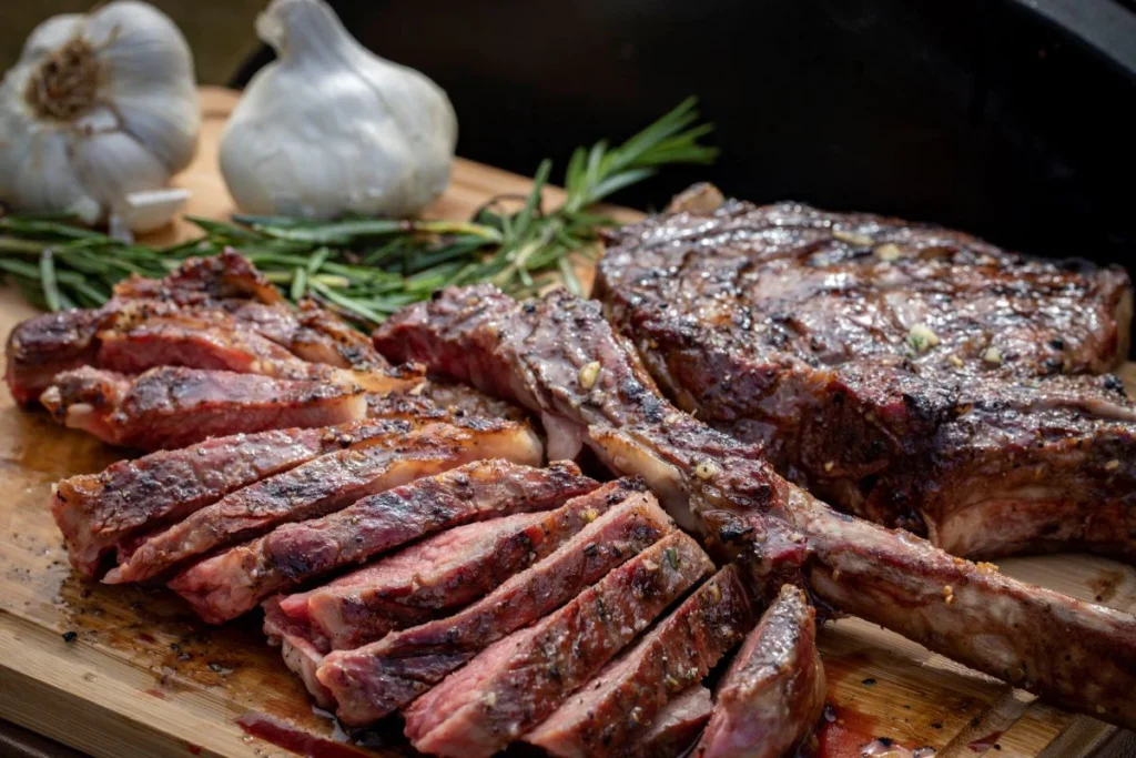 sliced tomahawk steak