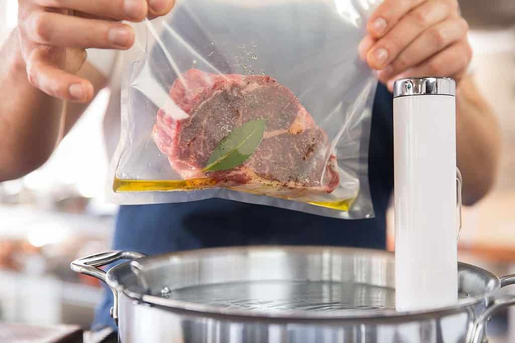 Sous-vide a tomahawk steak