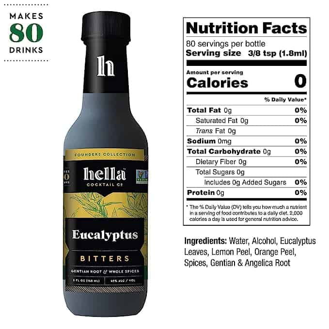 Hella Cocktail Co. Founders' Collection Eucalyptus Bitters (5 Fl Oz) - Craft Cocktail Bitters Made with Real Eucalyptus Leaves and Whole Spices
