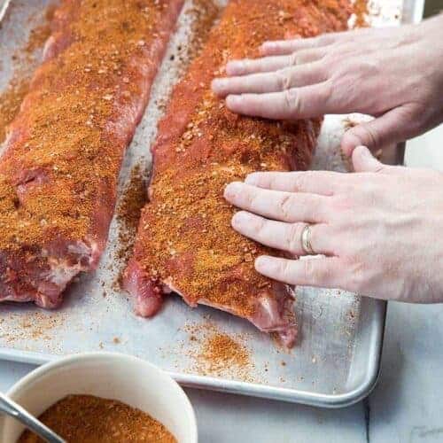 rub on both sides of the ribs