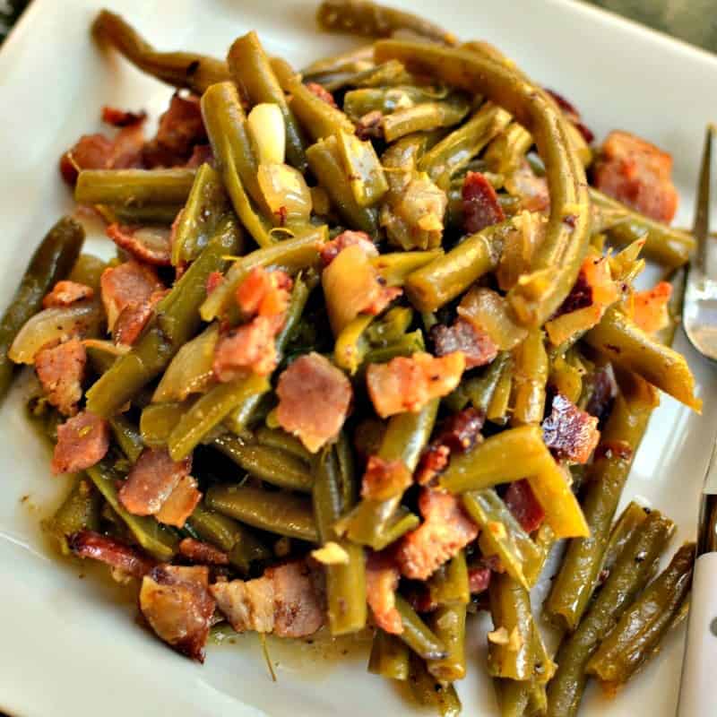 Southern Style Green Beans with Bacon - what to serve with bbq chicken