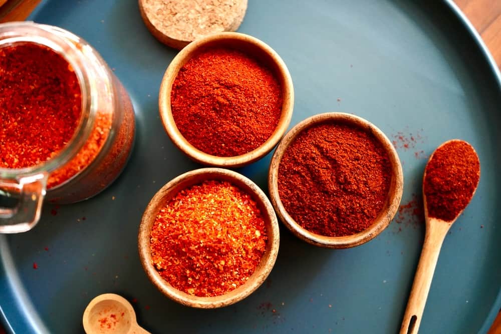 gochugaru with Other Hot Pepper Powders