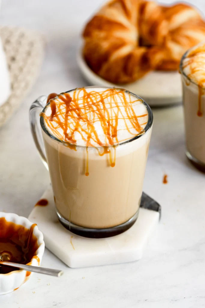 caramel on top of your milk foam