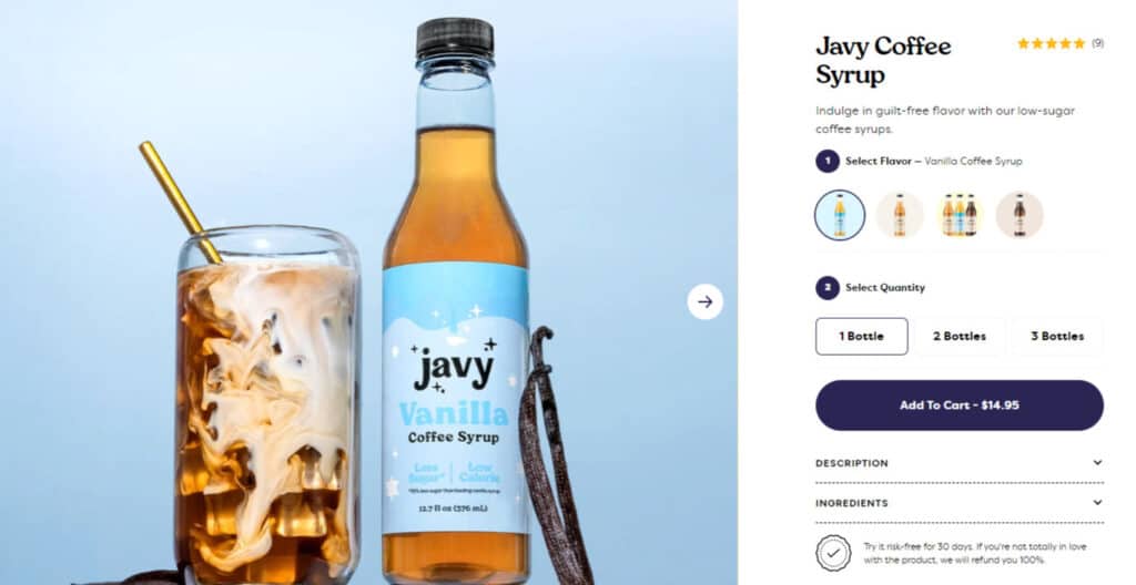 Javy Coffee Vanilla Syrup