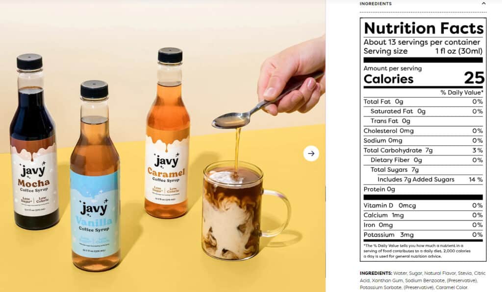 What are the Ingredients of Javy Coffee Syrups?