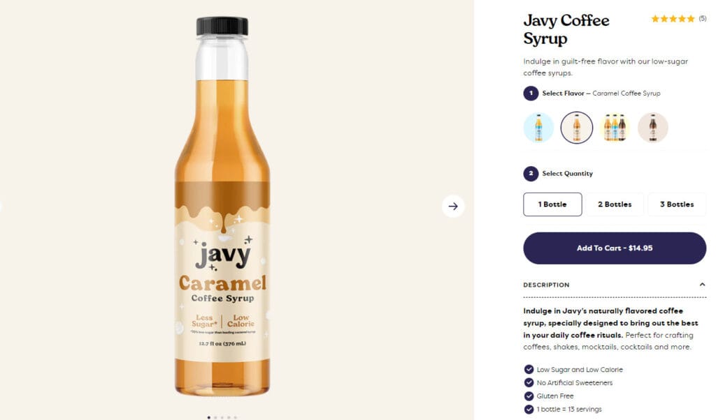 How Much Does Javy Coffee Caramel Syrup Cost?