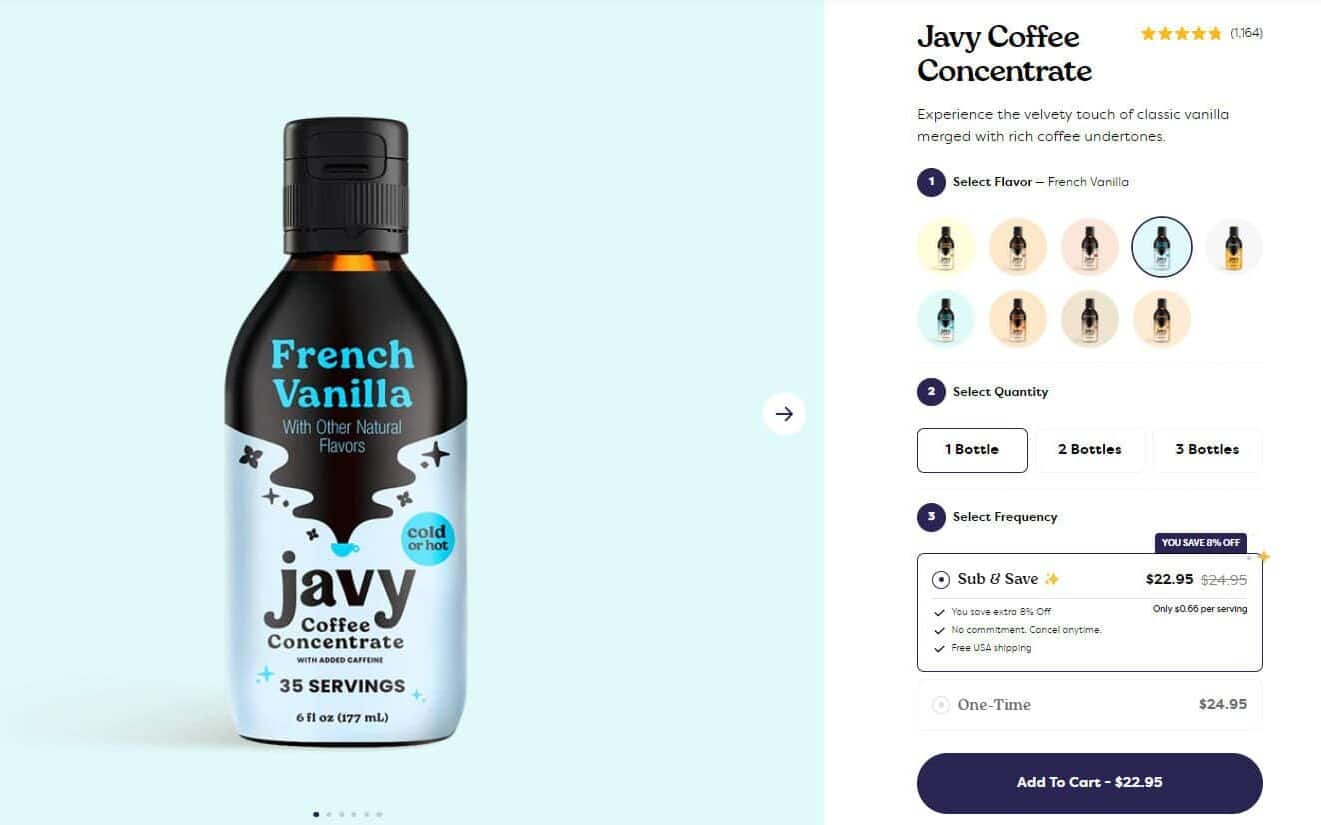 pricing for Javy French Vanilla Coffee Concentrate