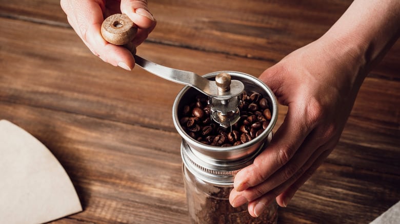 Grinding  coffee beans